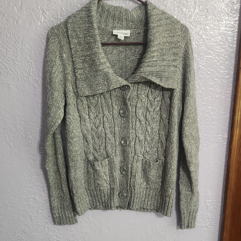 St. John's Bay Heather Gray Cable Cardigan